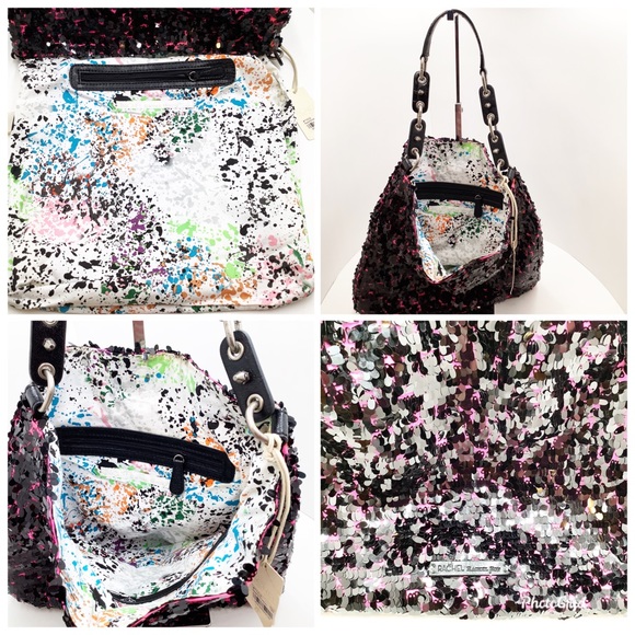 🆕{RACHAEL Rachael Roy} Pink & Black Sequined Tote - Picture 6 of 7